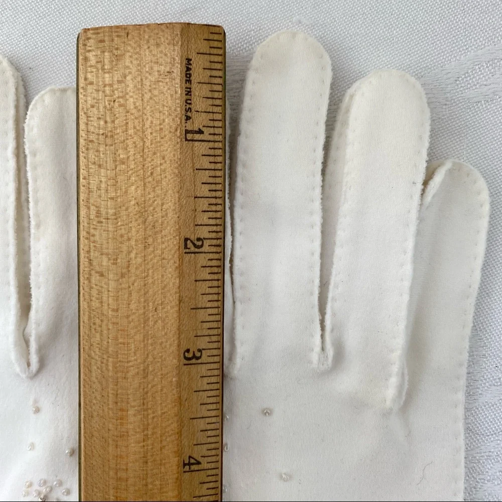 Vintage Beaded Gloves Hand Sewn in Philippines American Made Fabric Small